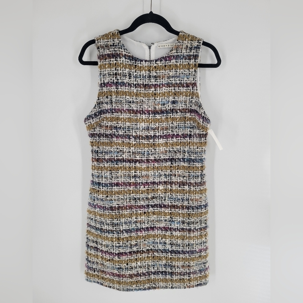 Alice + Olivia Coley Plaid Sleeveless Tweed A-Line Mini Dress Size 6 New